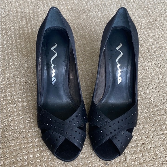 Nina Shoes - Nina Dress Heels With Black Crystal